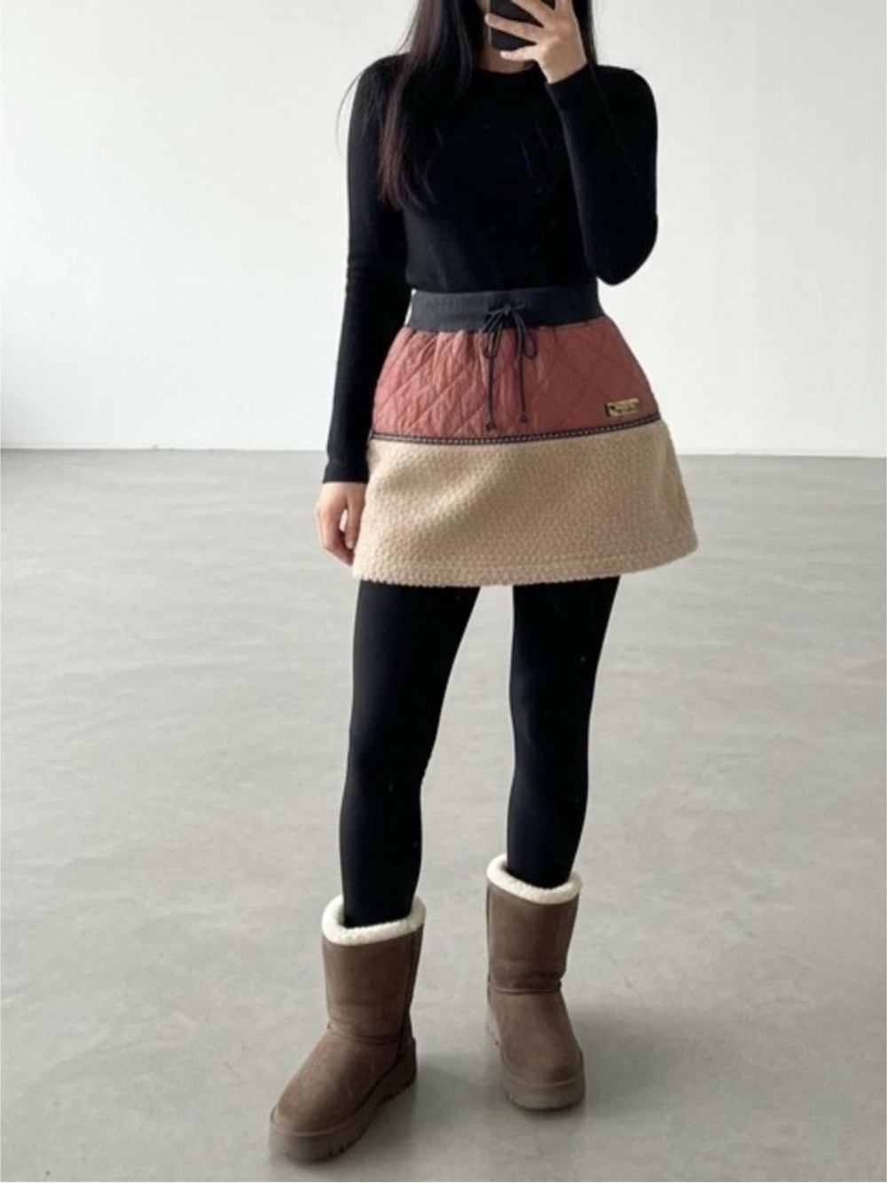 NWT Titicaca Quilted Sherpa Mini Skirt Colorblock Drawstring Free Size